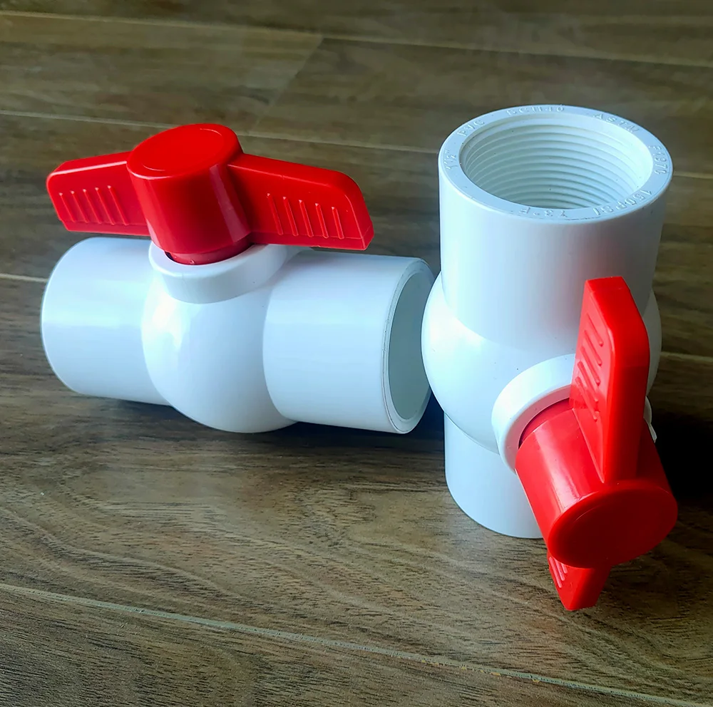 Grey/White/Red UPVC Plastic Ball Valve Threaded PVC Ball Valves