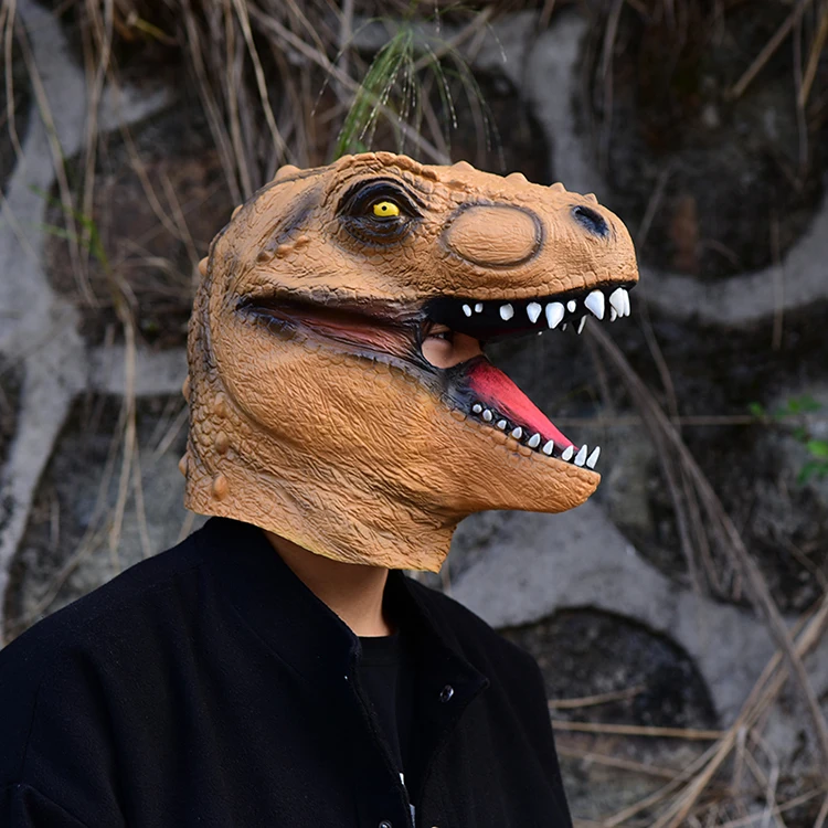 Tyrannosaurus Rex Latex Mask Halloween Party Cosplay Dinosaur Masks Mascaras De Latex Realista Animal Masks Masquerade Masque