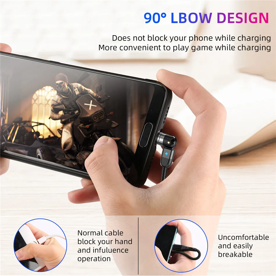 New Trend 540 Degree Free Rotation Magnetic Charging Cable 3 In 1 Mobile Phone Charger Micro Usb Charging Cable Magnet Usb Cable