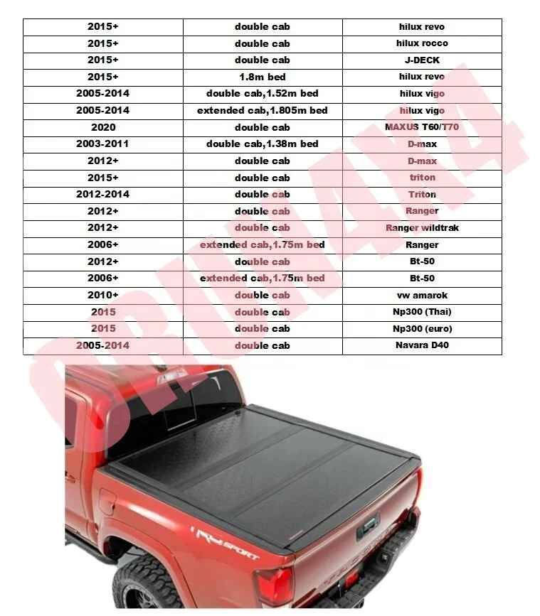 4x4 Accessories HARD 3 TRI FOLD TONNEAU COVER with LED Light for 2010+ double cab vw amarok