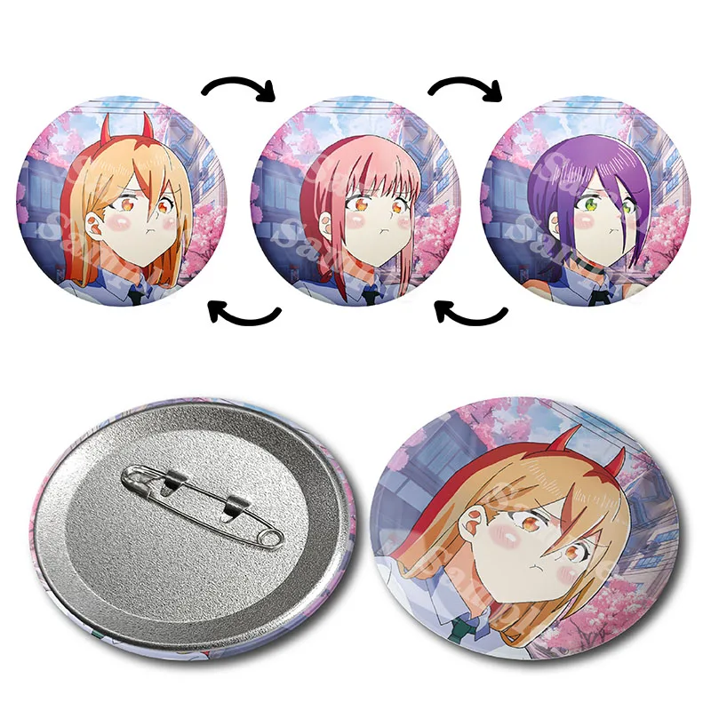2023 New Product Japanese Anime Character Pins 3D Changing Flip Badges 3D Lenticular Anime Motion Pins Button Badges Tinplate