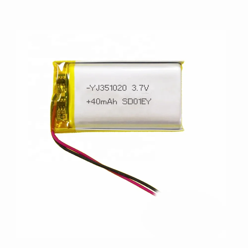 KC certificate YJ351020 40mAh 43mAh lithium battery 3.7v lithium polymer battery for earbuds and medical equipment