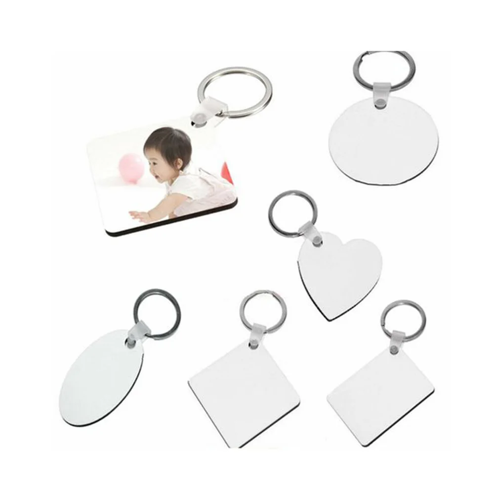 Custom Double Sided Metal Key Rings Sublimation Blank KeyChains Aluminum Blank White Heat Press Printing Key Holders