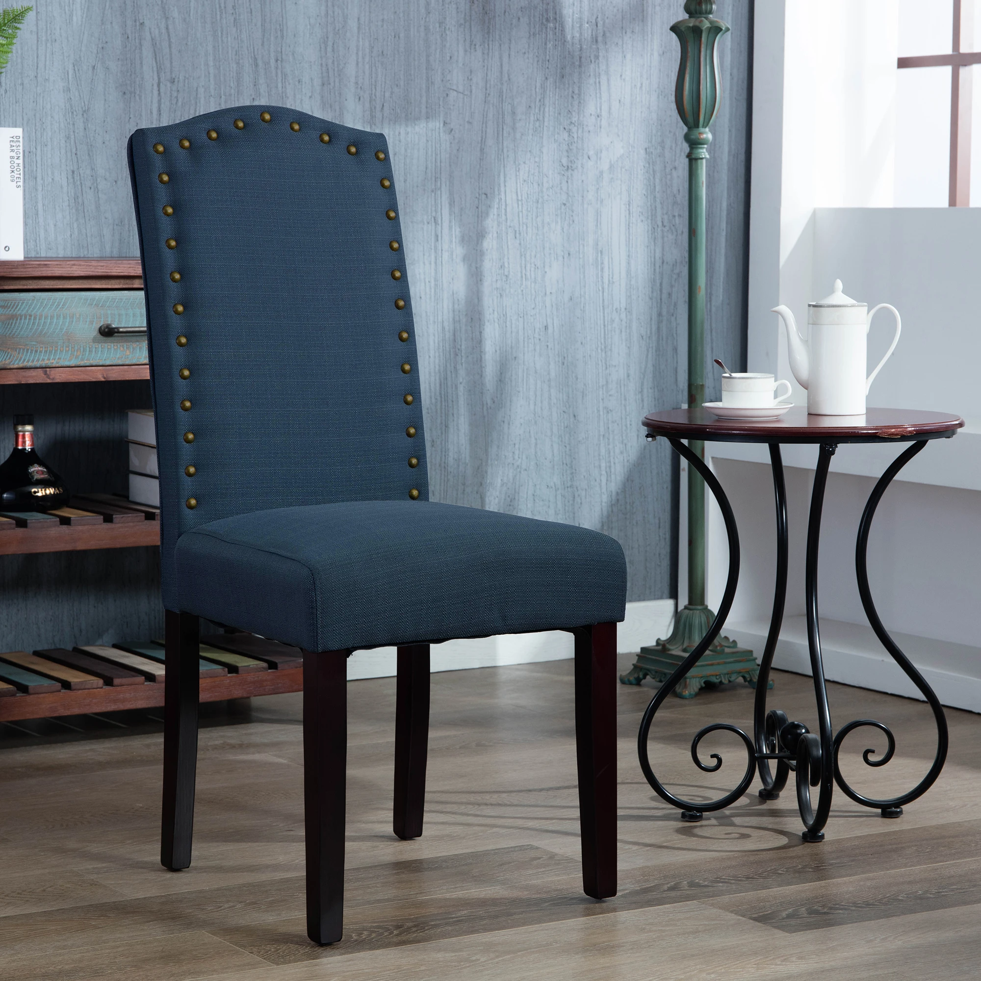 
Best Selling Fabric Upholstered Dining Chair with Nailhead Trim, 2PCS 