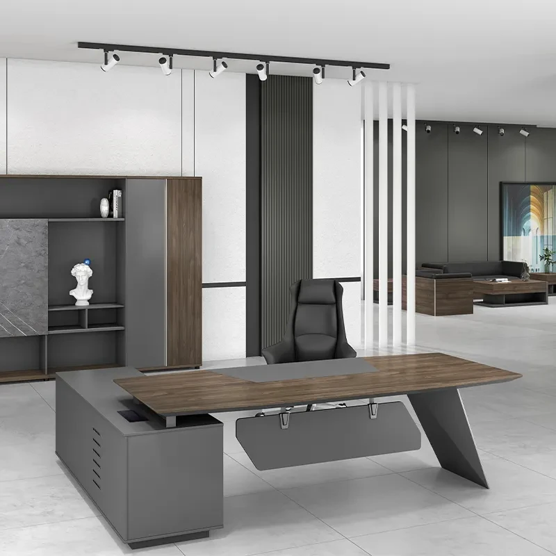 Wooden modern executive I type director luxury CEO boss desk design