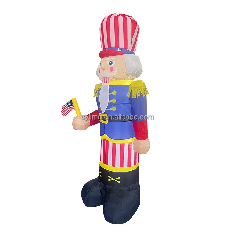 2.4M Patriotic Independence Day Inflatable Soldier 4th of July Inflatable Uncle Sam American Flag Decor Home