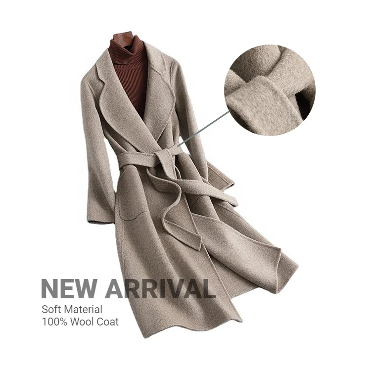 New Arrival Winter Long Jacket Genuine Wool Cashmere Women Coat