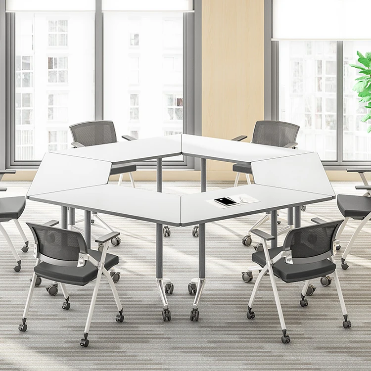  Wholesale Modern Metal Mobile Wooden Schools Meeting Conference Room Foldable Training Table Desks