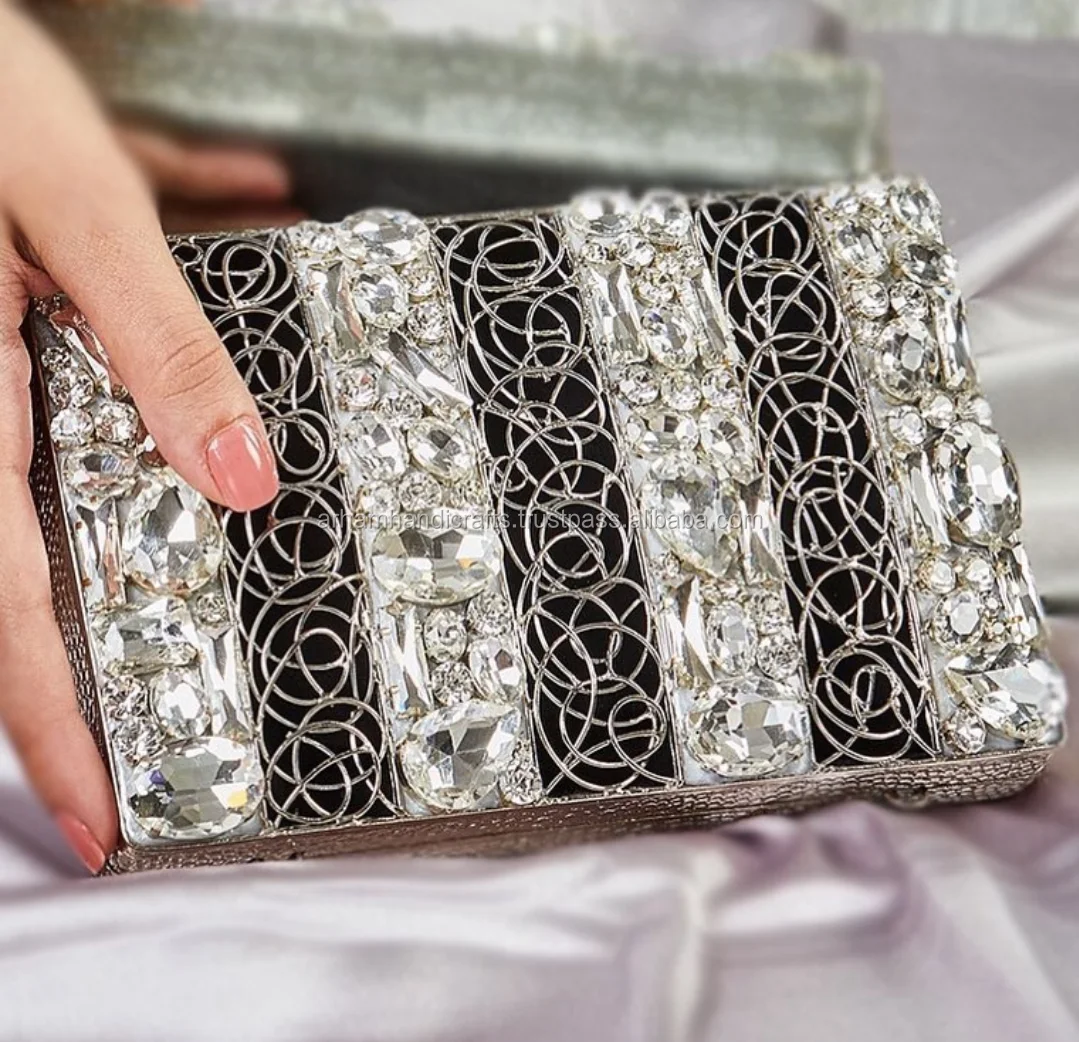 Tradnary Clutch Handbags Mother Of Pearl Geometric Pattern Design For Ladies Fashion Purses at affordable price by LUXURY CRAFTS