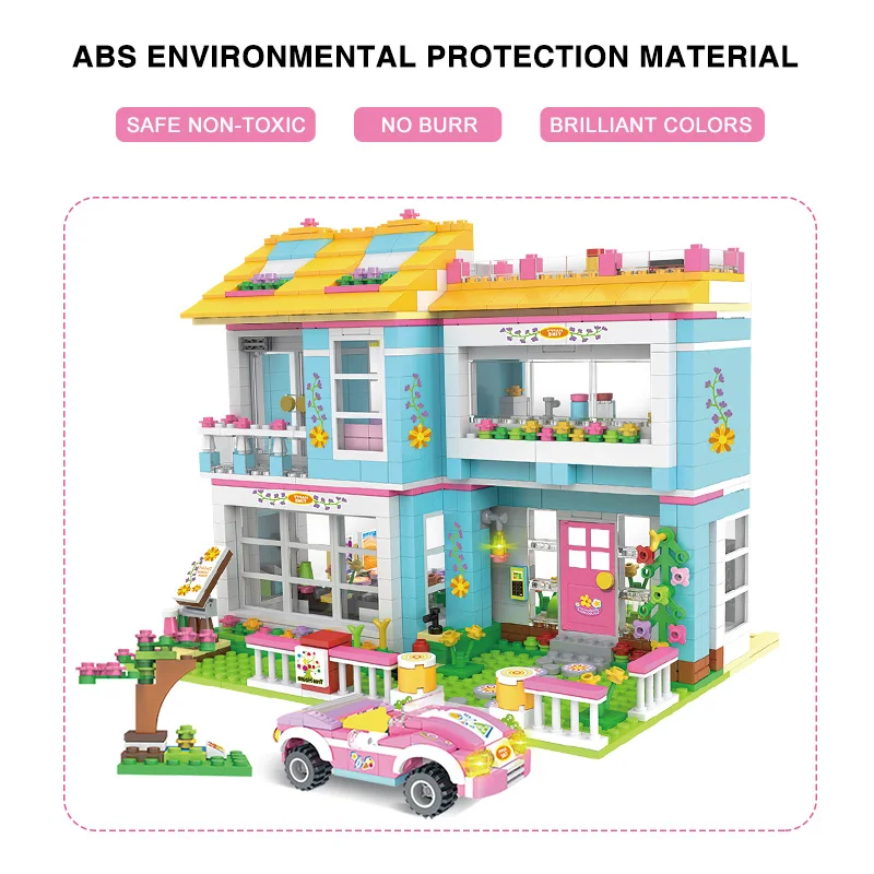 
High quality toy Sluban New Pink Dream Snooker Club Plastic Assembled Building Blocks For Girls Gift 