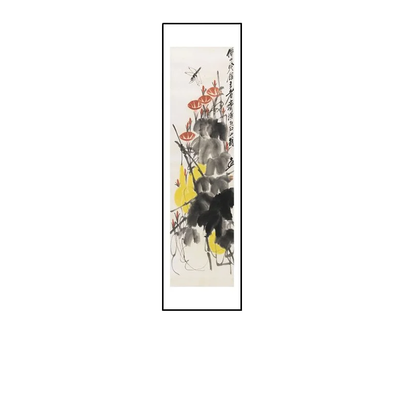 Hot selling Chinese living room decorative painting Qi Baishi calligraphy flowers and birds ink painting porch hanging painting
