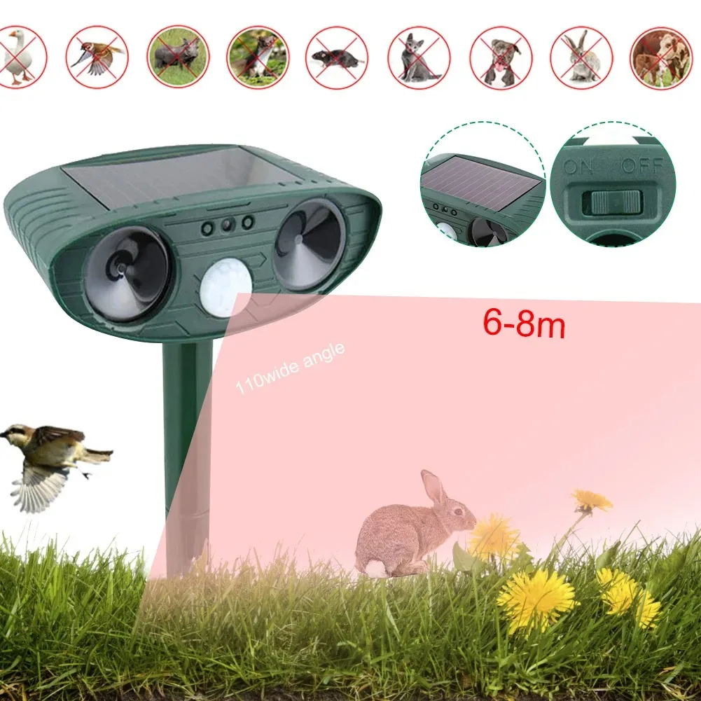 Solar Animal Repeller Outdoor PIR Motion Detector Cat Dog Repellant Animal Deterrent Device With Light Home Garden Supplies