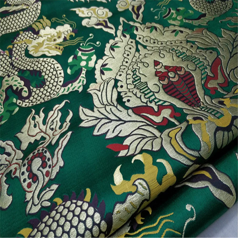 Hot Wholesale Dragon Hand Painting Jacquard Brocade Fabric 75cm Traditional for Cheongsam Clothes