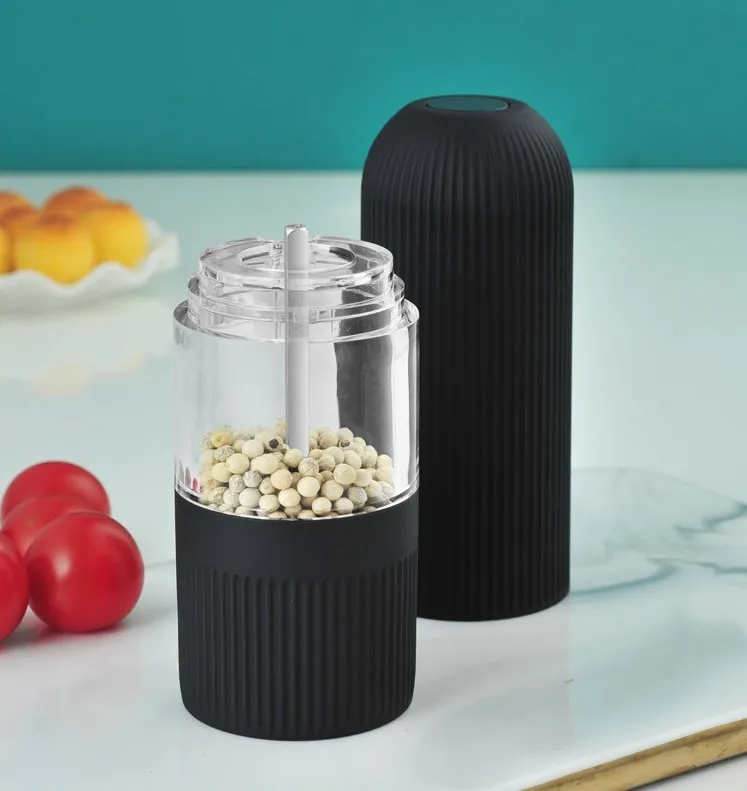 Amazon Top Sell Electric Pepper Mills,Plastic Non-Slip Bottle Body Salt and Pepper Mills With Led Light
