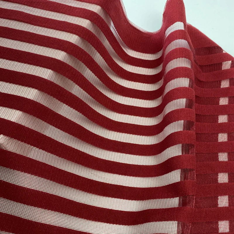 RTS Breathable 100% Polyester 1cm Stripe Mesh Fabric