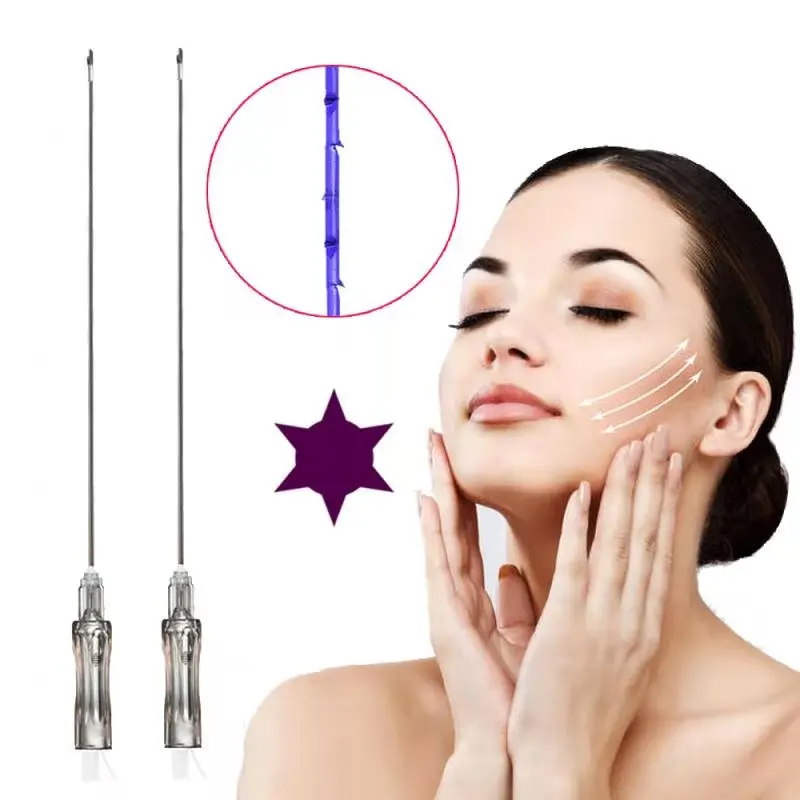 
 Корея, лифтинг лица, 19 г, 100 мм, W Type Blunt Cannula Pdo Cog 6d, резьба для Facelift  