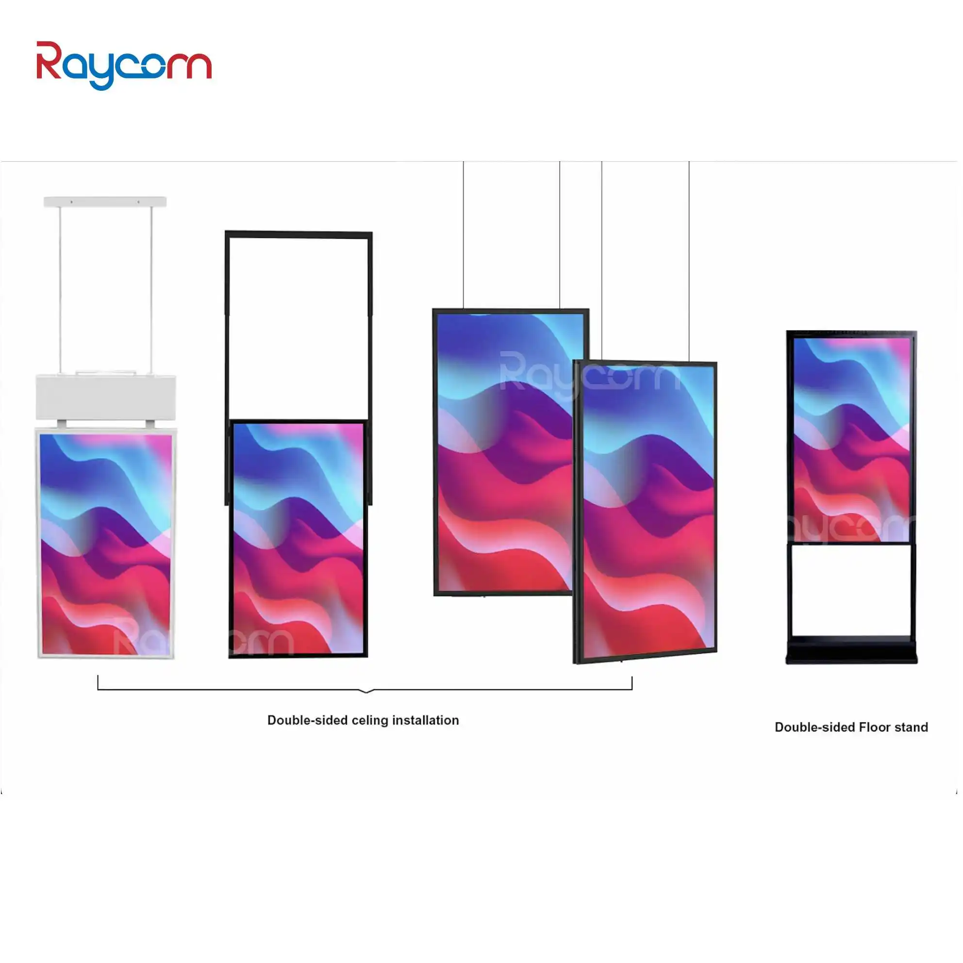 Raycom Wall LED Display Mounted Digital Signage Wifi Android Internet Lcd Advertising Display Player Smart Ad Display for Store
