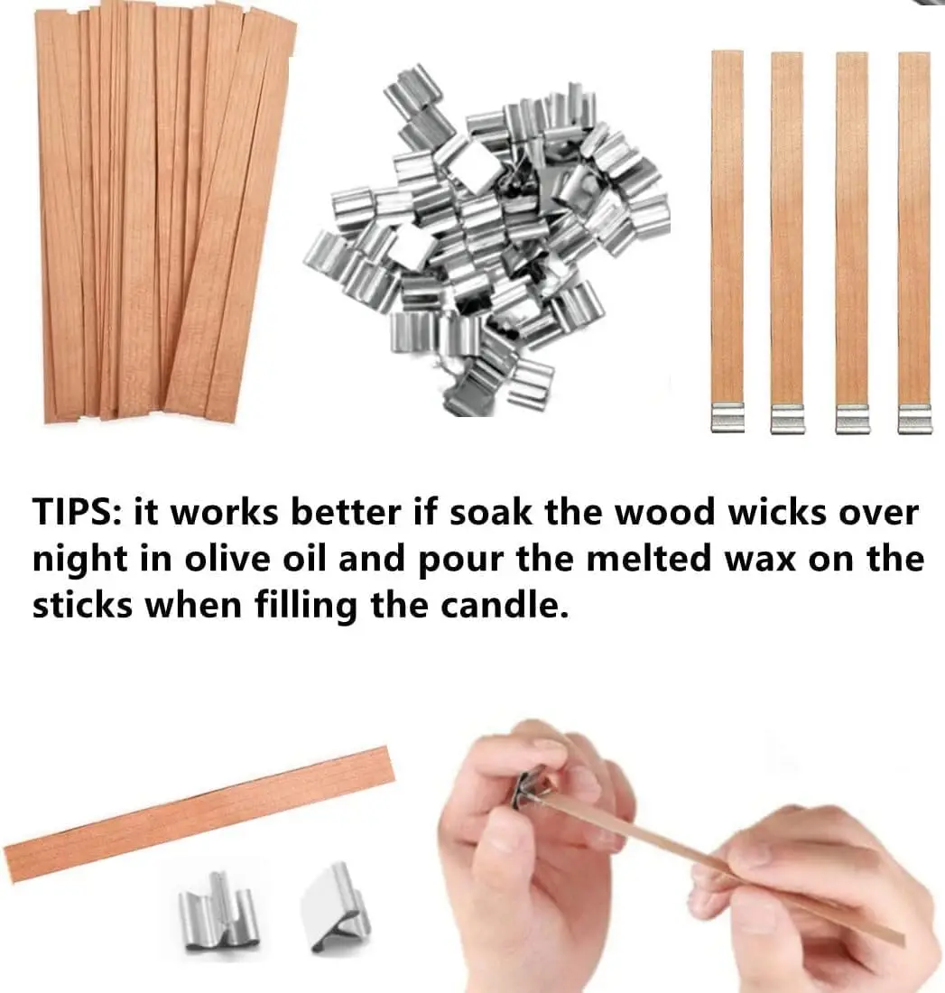 100pcs Wood Wicks for Candles, Wood Wicks for Candles Making Smokeless Trimmer Natural Crackling Wooden Wicks for Candle Making