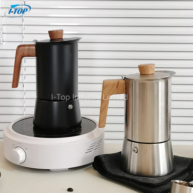 stainless steel heat induction mocha pot cafeteira italiana grande 18/8 espresso maker coffee moka pot