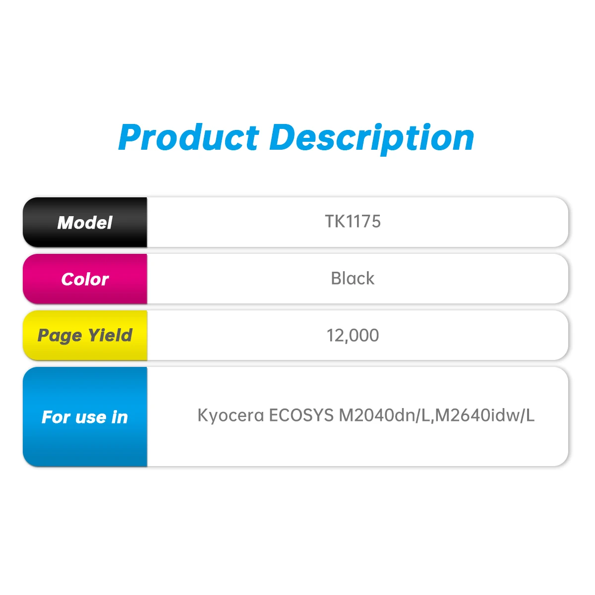TK-1170 TK-1172 TK-1173 TK-1174 TK-1175 TK-1177 TK-1178 Toner Cartridge  Compatible For Kyocera M2040dn Factory Wholesale