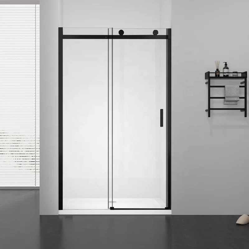 Top Ranking Germany Quality Big Roller Sliding Black Shower Room Bathroom