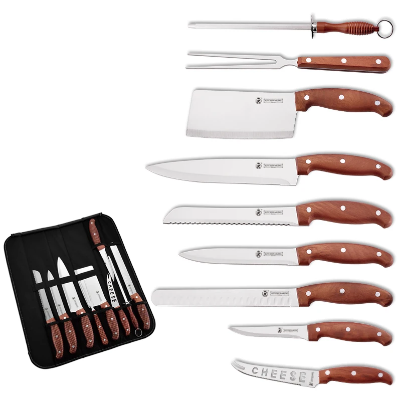 Kitchen King 9 Pieces Chef Knife Set With Bag Ultimate Chef Knife Roll Set In One Premium Stainless Steel