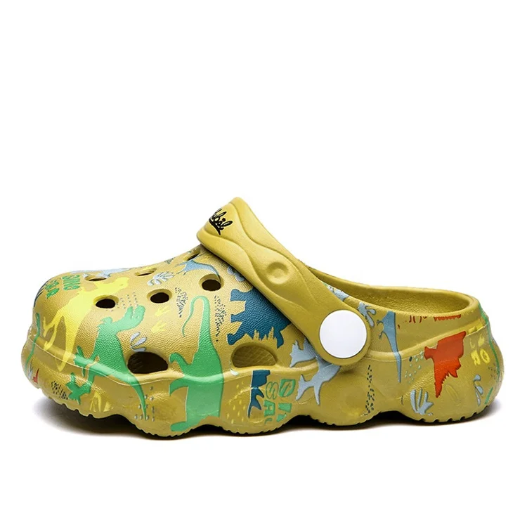 
Hot selling wholesale low MOQ cartoon multicolor non-slip thick soft sole summer dinosaur slippers baby clog shoes beach sandals 