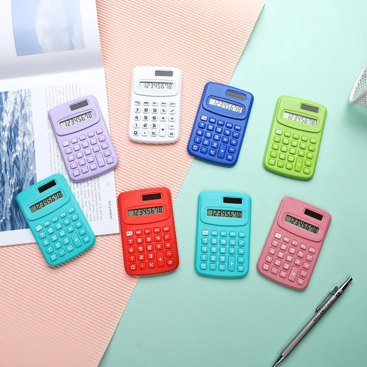 Mini Calculators 8 Digit Display Basic Standard Calculators Handheld 8-Digit Primary Calculator for School Students
