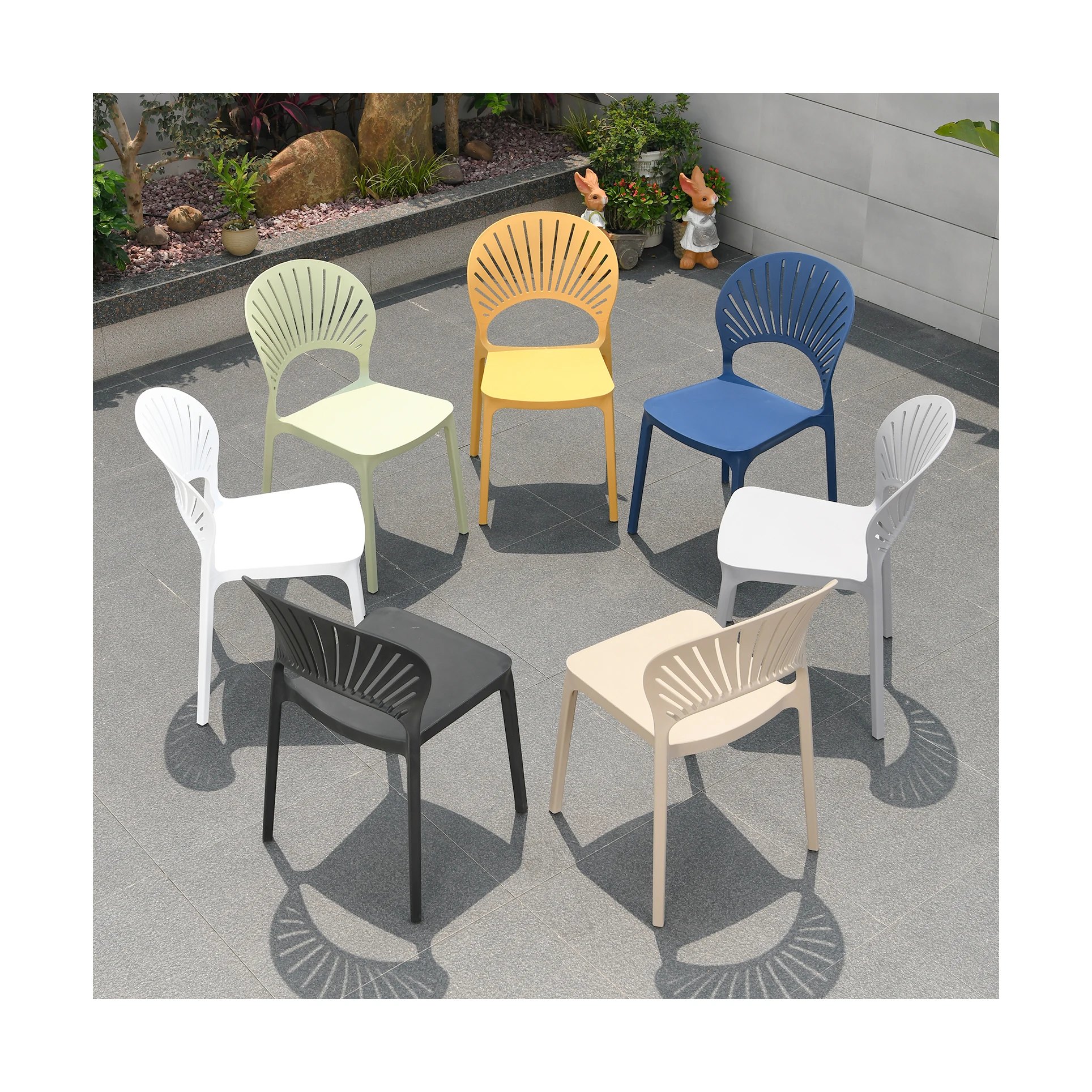 [MOJIA]Shell Plastic Chair Simple Design Garden Coffee Restaurant Chair 28mm Thick Chair Legs Multiple Colors Resell Low Price