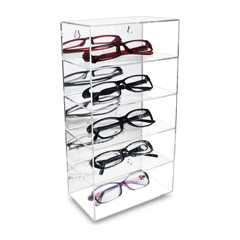 Wall mount acrylic glasses display box cabinet rack Wall-mounted glasses display case for retail optical shop