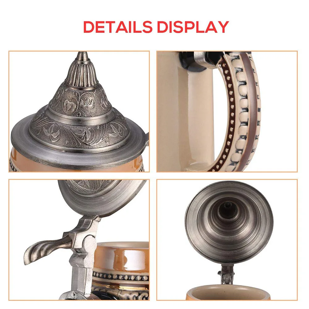 Viva carnevale scene of 19th century European street  decor Ceramic German Beer Stein with Metal Lid