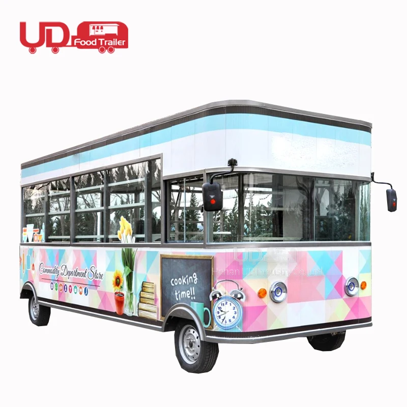 Multifunction Electric Four-Wheel Market Cart Hot Sale Sightseeing Cart Mobile Kitchen Vehicle Rolling Fried Food Truck