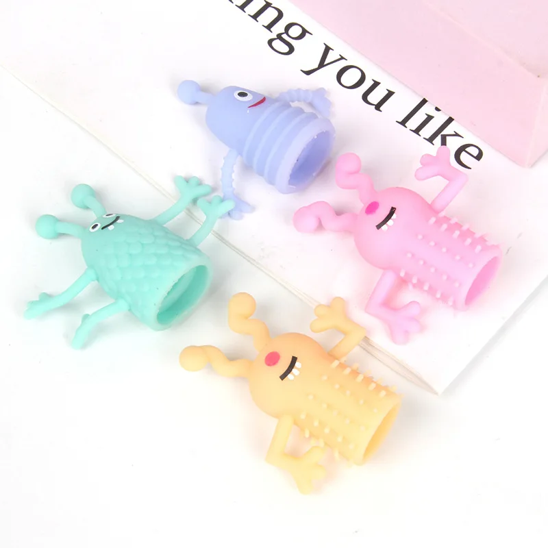 Halloween Tricky Prank Hybrid Mini Finger Doll TPR Soft Gel Plastic Monster Storytelling Finger Cots New Exotic Toys For Kids