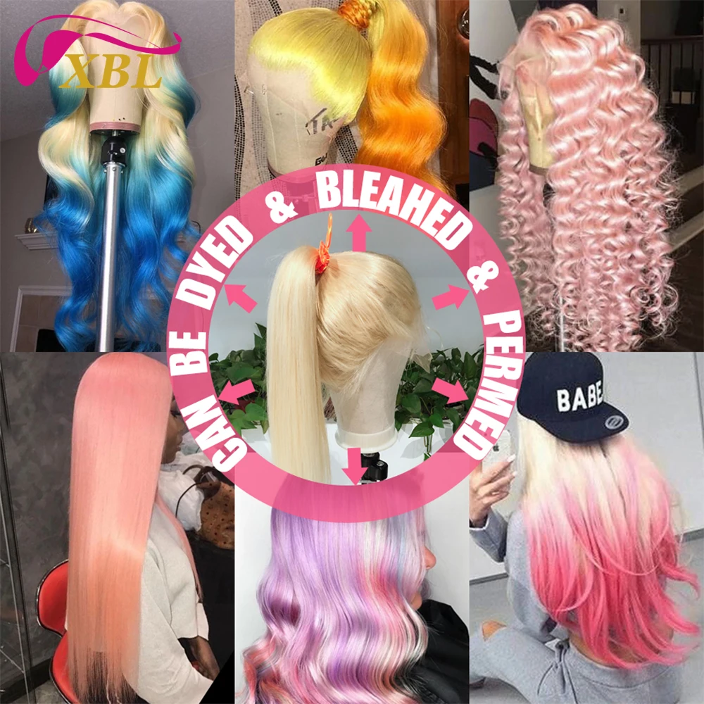 XBL Top Virgin Hair 100% brazil unprocessed  hair Color 613 Human Hair front Lace Wigs With Bangs