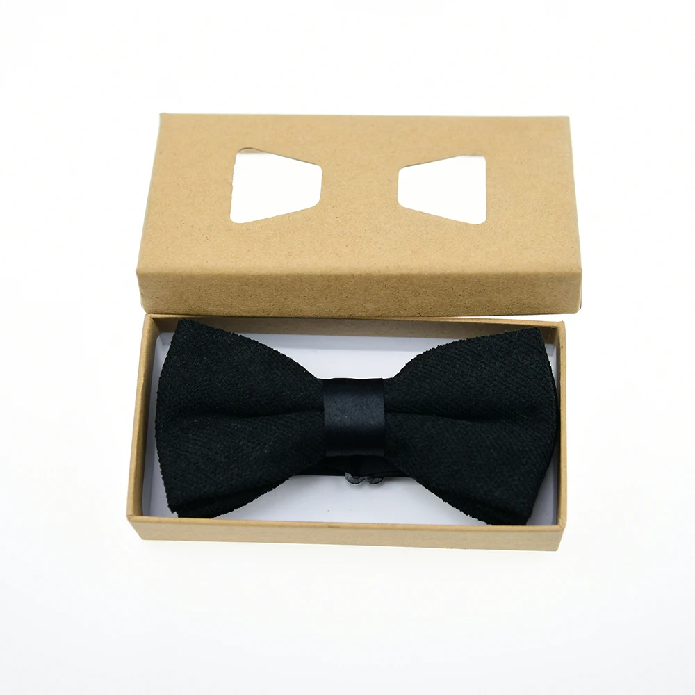 Cuyino New Bowtie Collection Creative Handmade Soft Black Formal Wear Bowtie Tone On Tone Novel Bow Tie Bowtie Sets