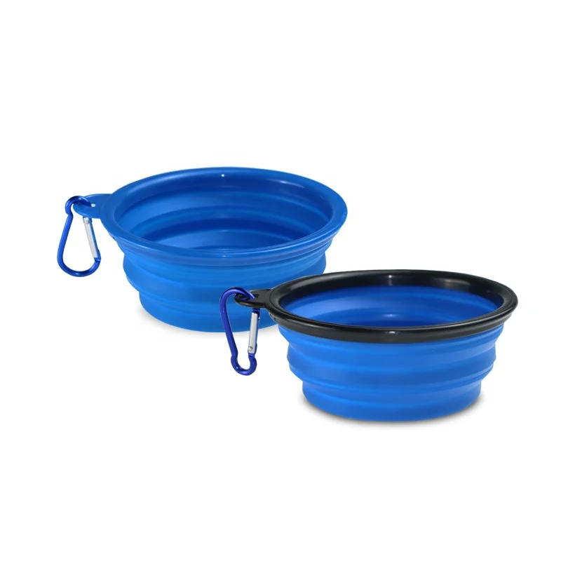 Collapsible Dog Bowls, Travel Dog Water Bowl Portable Foldable Food Dishes with Carabiner Clip for Travel