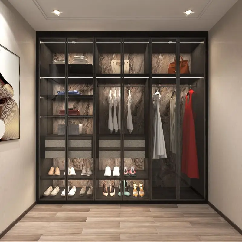 Modern Luxury Wardrobe with Custom Glass Doors and Convenient Delivery