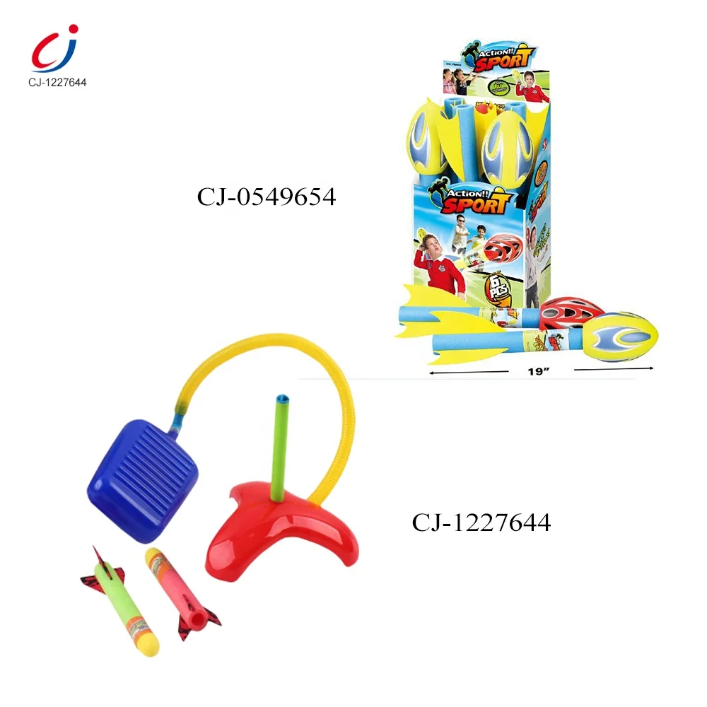 Soft foam Air pump rocket launcher toy flying stomp foam rocket toy