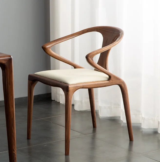 Nordic Solid Wood Modern Nordic Wood Dining Chair Restaurant Chair With Armrest