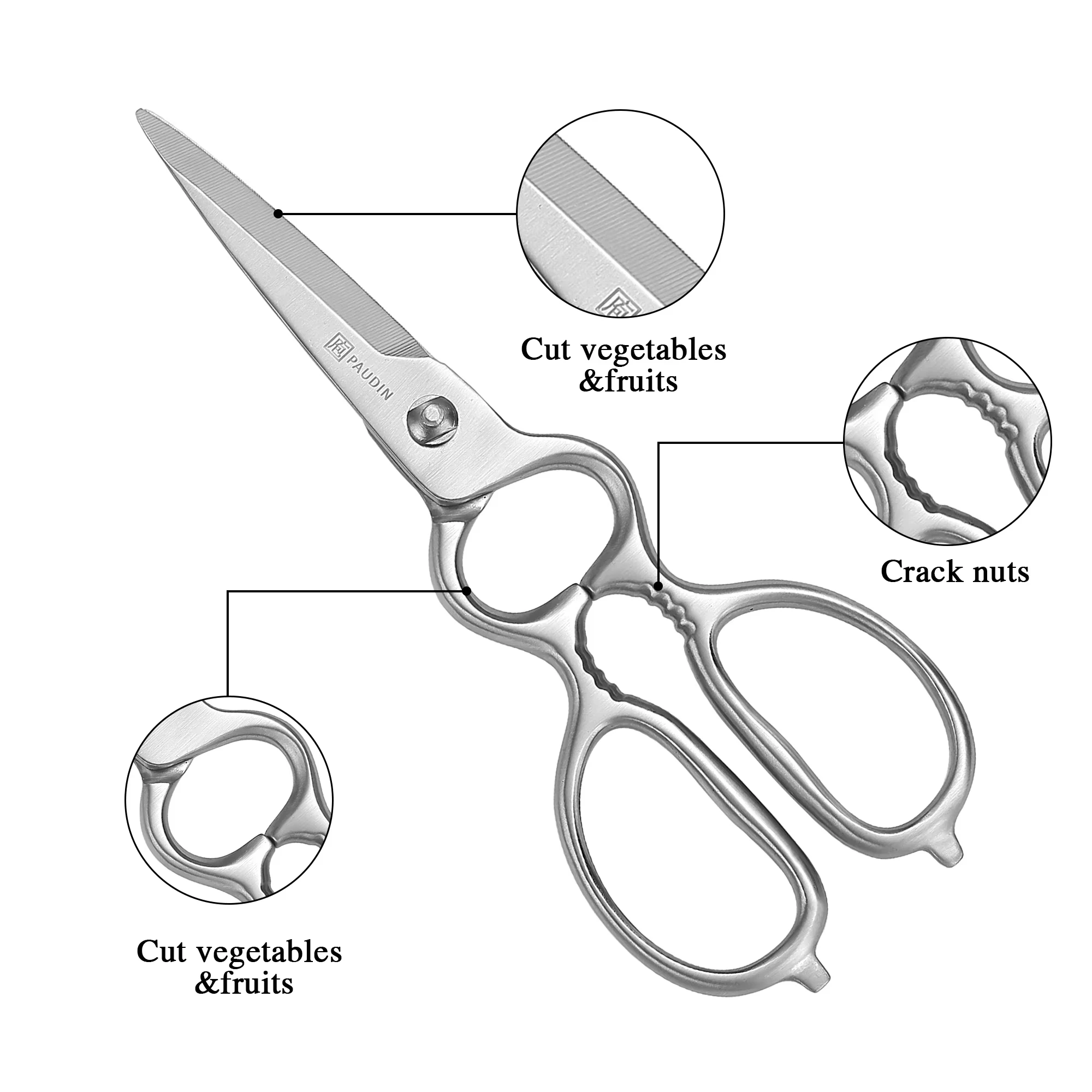 J3 7.5 Inch Multi-Purpose Kitchen Shears For Food  Non Slip Stainless Steel Sharp Cooking Scissors For Kitchen Shears