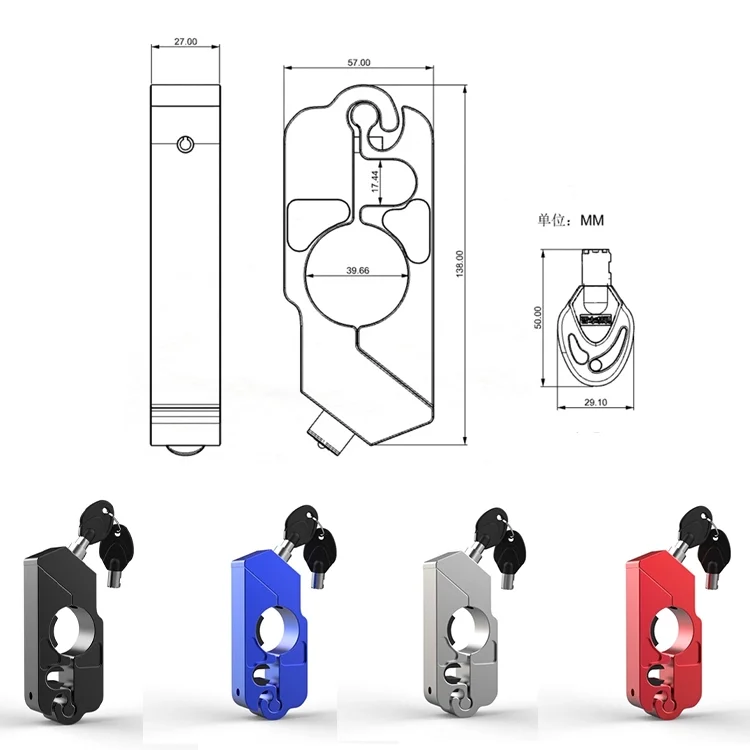 Double Cylinder Hole Lock Body Motorcycle Brake Throttle Key Box Break Universal Grip Handlebar Lever Aluminium