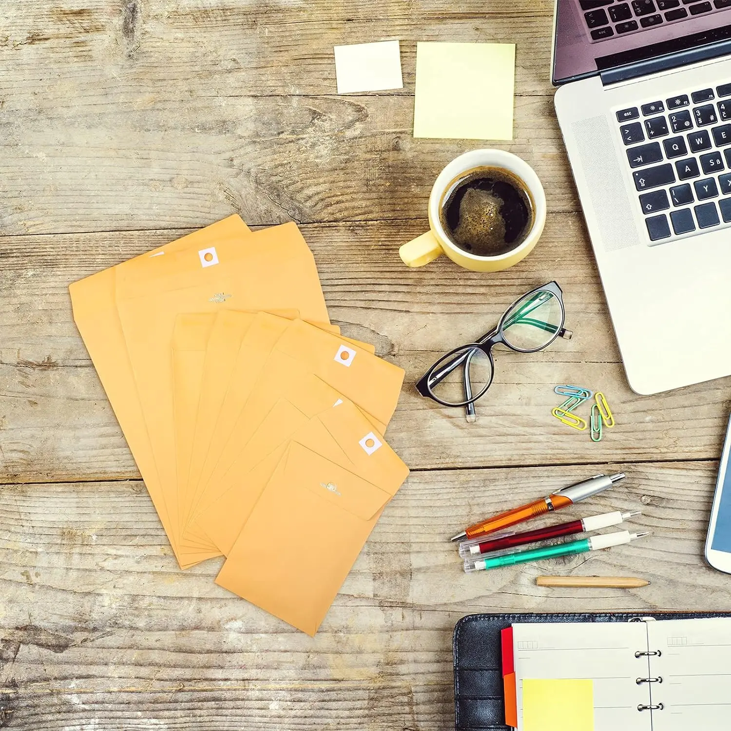 100 Pieces 3 Sizes Clasp Envelopes Kraft Paper Catalog Clasp Envelope with Clasp Closure for Filing, Storing, Privacy Ensuring