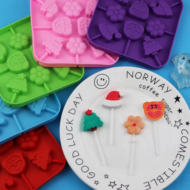 8 cavity square food grade silicone round Lollipop Candy Chocolate cake mould diy candy mold lollipop mold Christmas tools