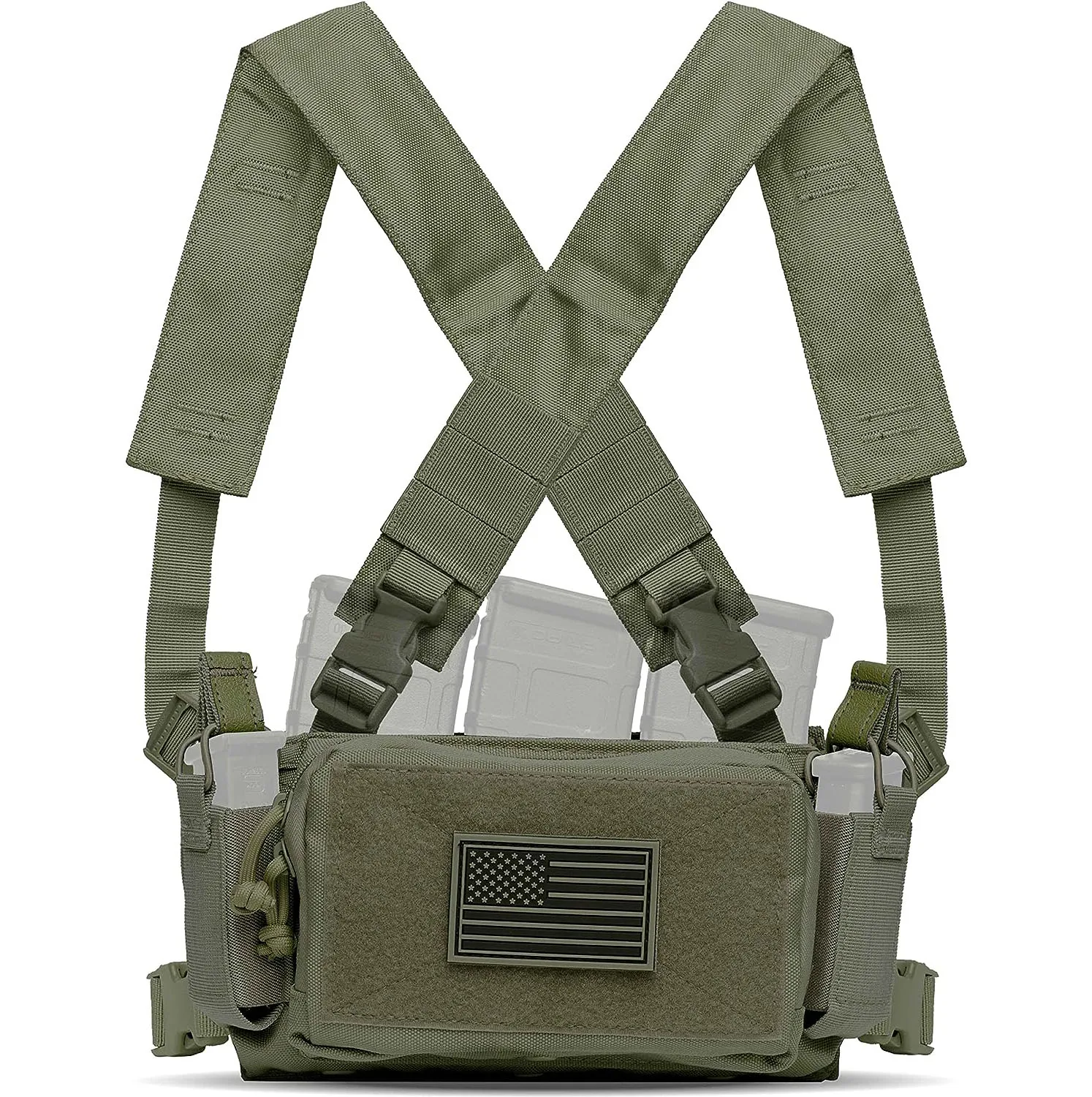 Premium BSCI factory OEM custom logo nylon Elite tactical gear Harness Mounted Chest Rig with 3 clips