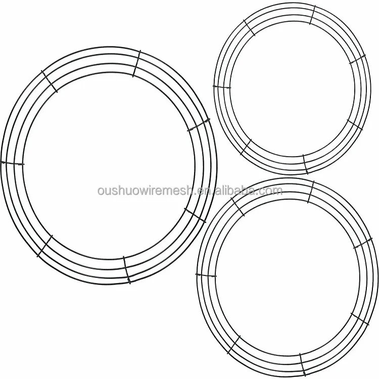12' 14' 16' Flower Project  Work Wire Wreath Rings Christmas Hanging Frame for Home Decoration