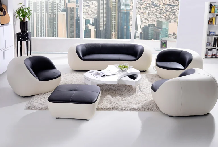 latest design colorful round corner genuine leather sectional sofa 7 seater sofa set for living room