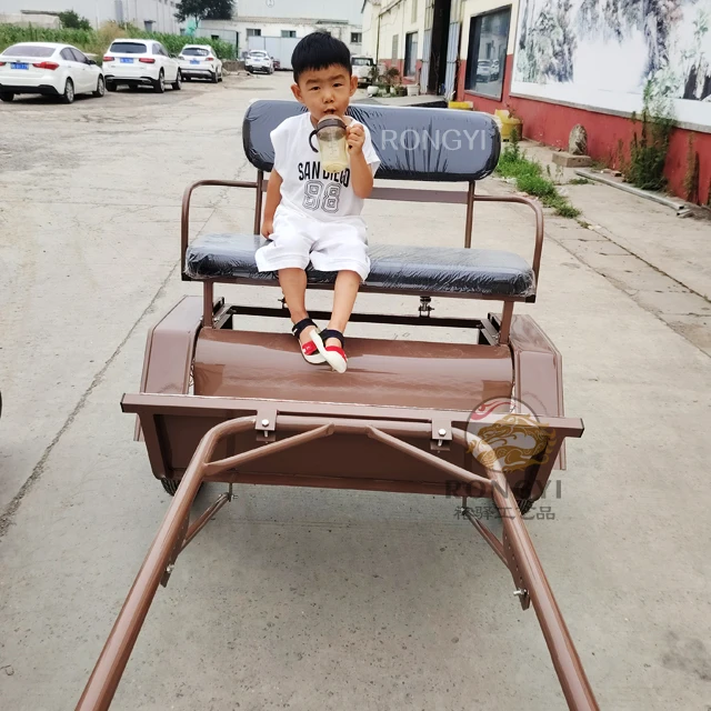 Factory Price Customized Pony Buggy Carriage Two-Wheel Brown Horse Sightseeing/Golf Car Special Transportation