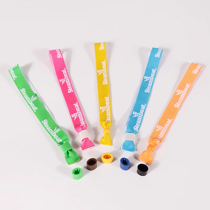 Custom wedding party Polyester cloth satin bracelet party wristband with reusable lock for event festival