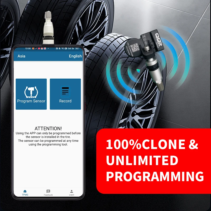 2024 New NFC TPMS Sensor 433mhz 315mhz tire Repair Auto Repair Tool Tire Pressure Sensor Monitoring Tpms Sensor program by phone