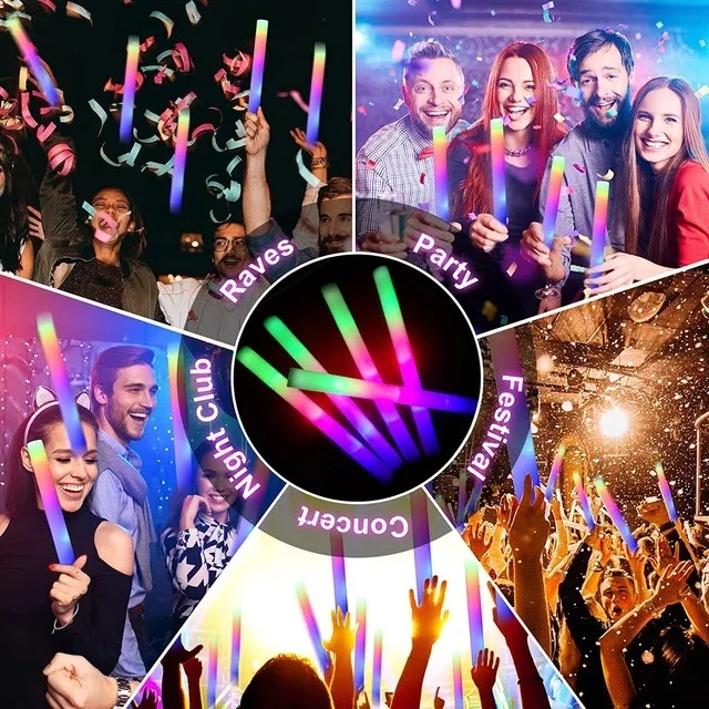 Christmas party colorful led flashing light glow stick flash glow cotton flashing foam stick